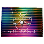 カラフルカスタムエレガントゴルフモノグラムデザイン ラージペーパーバッグ (裏面)