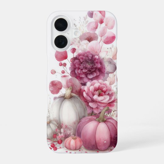 カラフルカスタムカボチャと花デザイン iPhone 16ケース (裏面)