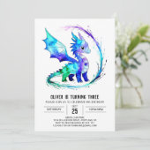 カラフルカスタムドラゴンデジタルボーイ誕生日 招待状 (スタンド正面)