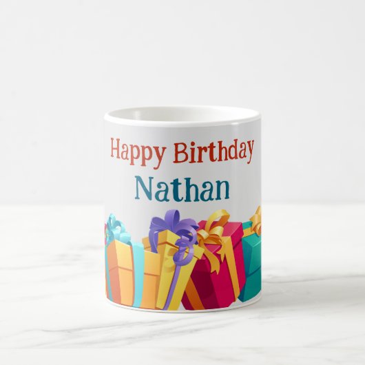 カラフルカスタムハッピーバースデーギフト灰色BG コーヒーマグカップ (中央)