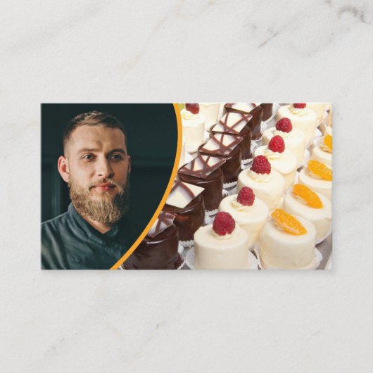 カラフルカスタムパティシイメージベイカー写真テンプレート 名刺 (正面)