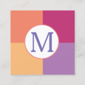 カラフルカスタムモダンイニシャル スクエア名刺 (正面)