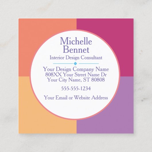 カラフルカスタムモダンイニシャル スクエア名刺 (裏面)