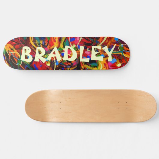 カラフルカスタムモダンパーソナライズされた名 スケートボード (横)