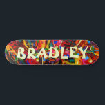 カラフルカスタムモダンパーソナライズされた名 スケートボード<br><div class="desc">モダンカラフルカスタム名Skateboardはカラフル抽象芸術の背景にパーソナライズされたあなたの名前をタイポグラフィで特徴づけ。表示された文字・ボックスで文字を編集してパーソナライズ与えカスタムギフトやスケーパーソナライズされたトボードをスケーお気に入りのタボーダーにクリスマスや誕生日、BFFにプレゼント。©Evco Studio www.zazzle.com/store/evcostudioによる設計</div>