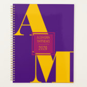 カラフルカスタム年モノグラムと名前 プランナー手帳 (正面)