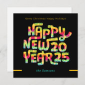 カラフルカスタム文字ハッピーニューイヤー2025編集可能 シーズンカード (正面/裏面)