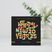 カラフルカスタム文字ハッピーニューイヤー2025編集可能 シーズンカード (スタンド正面)