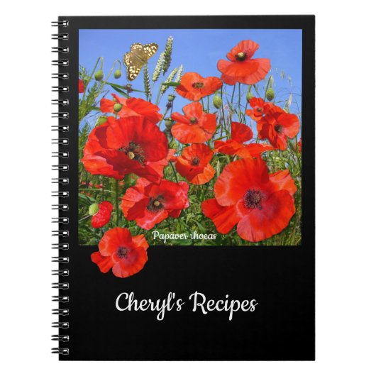 カラフルカスタム文字ポピー場 ノートブック (正面)