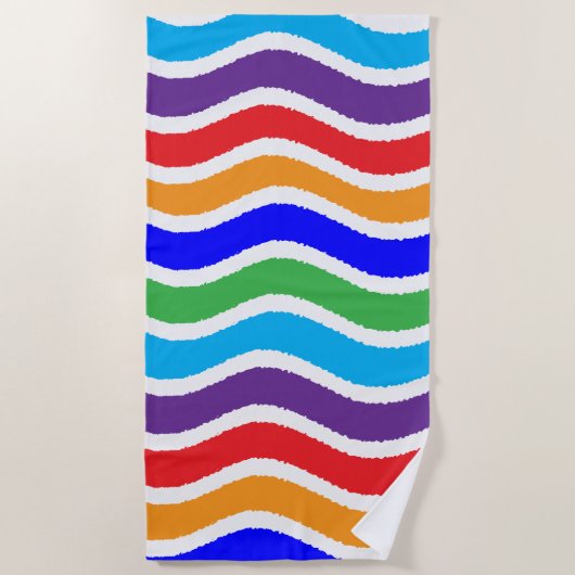 カラフルカスタム紙効果 ビーチタオル (正面)