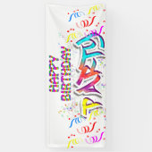 カラフルカスタム誕生日パーティー 横断幕 (縦)