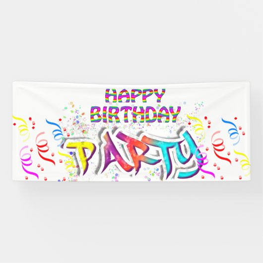 カラフルカスタム誕生日パーティー 横断幕 (横)