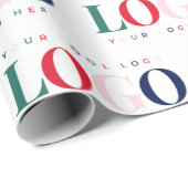 カラフルカスタムChristmas Rectangle Business Logo ラッピングペーパー (ロールコーナー)