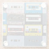 カラフルカセットテープ：ヴィンテージ収集。 ガラスコースター (裏面)