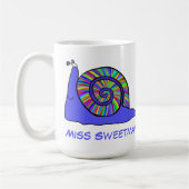 カラフルカタツムリ数々のの可愛い色の動物アートの名前 コーヒーマグカップ (左)