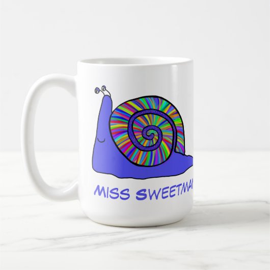 カラフルカタツムリ数々のの可愛い色の動物アートの名前 コーヒーマグカップ (左)