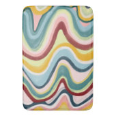 カラフルカッコいいとおもしろい波ストライプ数 バスマット (正面縦)