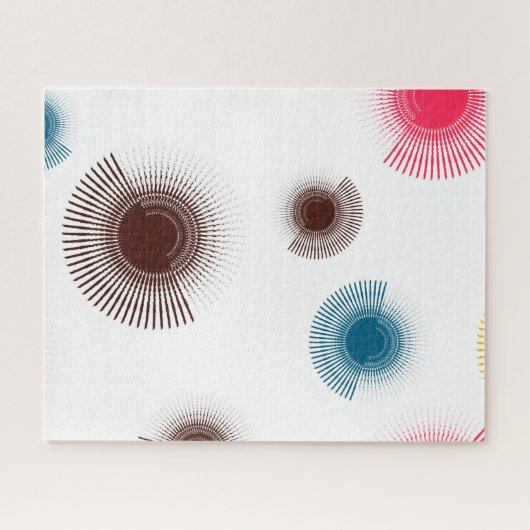 カラフルカッコいい都市のブラシ線の円 ジグソーパズル (横)