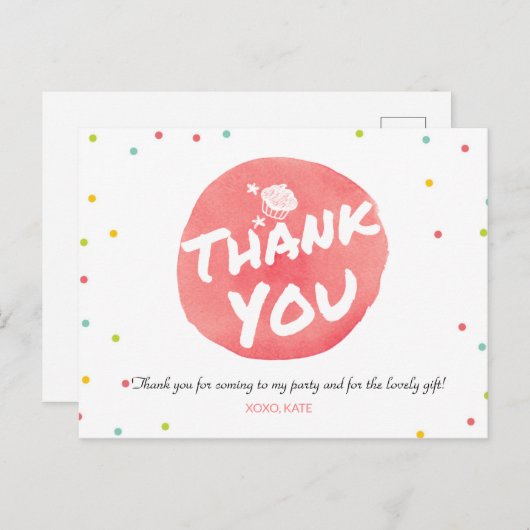 カラフルカップケーキありがとう ポストカード (正面/裏面)