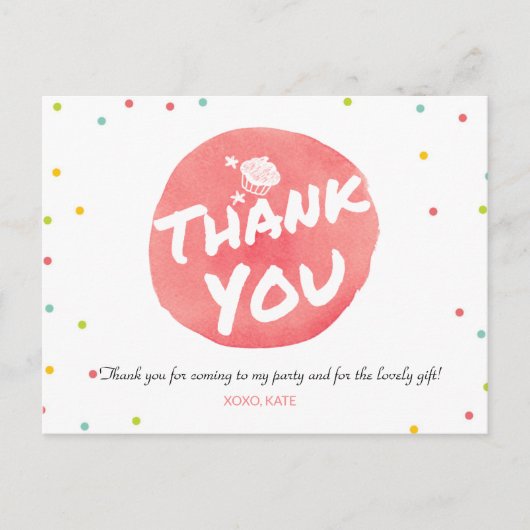 カラフルカップケーキありがとう ポストカード (正面)