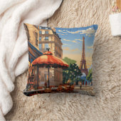 カラフルカフェフランスのエッフェルタワーパリフランス クッション (ブランケット)