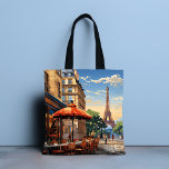 カラフルカフェフランスのエッフェルトワーパリフランス トートバッグ<br><div class="desc">フランスのカフェカラフルEifel Tower Paris France Tote BagsはEifel Towerを背景にフランスのカラフルカフェと建築を特徴としている。Evco Studio www.zazzle.com/store/evcostudioによって作成</div>