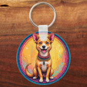 🐶 カラフルカラーの元気な犬 - 毎日使える キーホルダー (裏面)