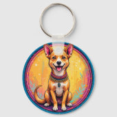 🐶 カラフルカラーの元気な犬 - 毎日使える キーホルダー (裏面)
