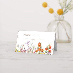 カラフルカントリーの野の花のウェディング プレイスカード