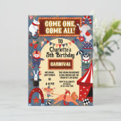 カラフルカーニバルサーカス白熱［赤熱］光を放つバースデーパーティー 招待状 (スタンド正面)