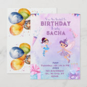 カラフルカーニバル:誕生日に参加よくはしゃぐ インビテーションポストカード (正面/裏面)