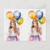 カラフルカーニバル:誕生日に参加よくはしゃぐ インビテーションポストカード (裏面)