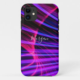 カラフルカーブライト、オーダーネーム、ホワイトスクリプト iPhone 11 ケース