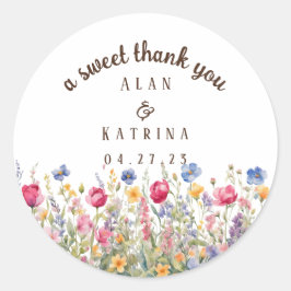 カラフルガーデンボホーワイルドフラワーステッカー ラウンドシール