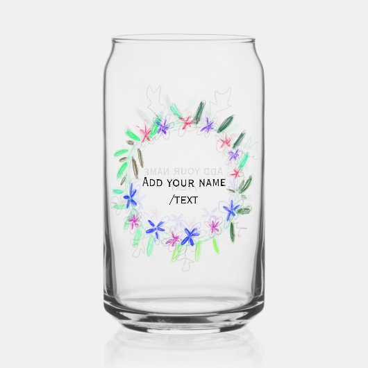 カラフルガーランドリースクリスマスワッド名文字 ガラス缶 (正面)