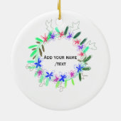 カラフルガーランドリースクリスマスワッド名文字 セラミックオーナメント (裏面)