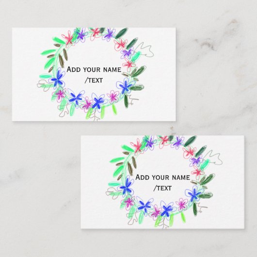 カラフルガーランドリースクリスマスワッド名文字 名刺 (正面/裏面)