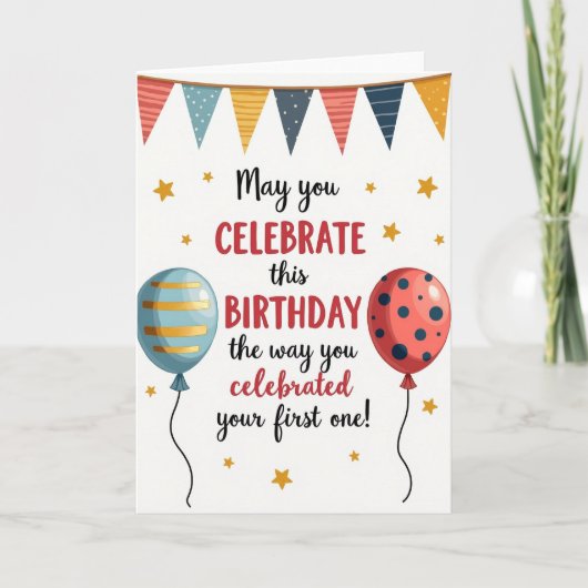 カラフルガーランド 誕生日カード カード (正面)