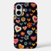 カラフルガーリーなラブハートフラワーの3Dパターン Case-Mate iPhoneケース (裏面)