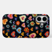 カラフルガーリーなラブハートフラワーの3Dパターン Case-Mate iPhoneケース (裏面 (横))