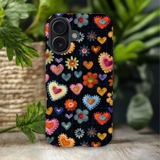 カラフルガーリーなラブハートフラワーの3Dパターン Case-Mate iPhoneケース