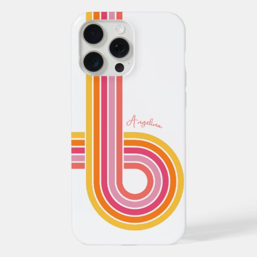 カラフルガーリーストライプ柄と名前 iPhoneケース (裏面)
