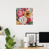 カラフルガーリーバラ絵画フローラ ポスター (ホームオフィス)
