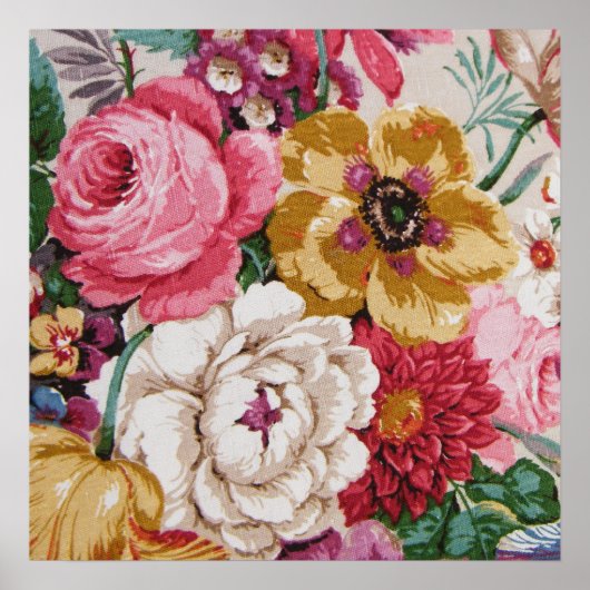 カラフルガーリーバラ絵画フローラ ポスター (正面)
