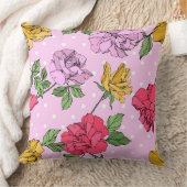カラフルガーリーフローラグラフィックバラピンク、赤 クッション (ブランケット)