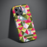 カラフルガーリーモダン名前をカスタムする Case-Mate iPhone 14 PLUSケース<br><div class="desc">カラフルトレンディーパタモダンーン名の電話iPhoneケースは頭が切れる、カラフルの幾何学的なパターンの色合いのピンク、緑、青の色合いを持ち、あなたの名前はスクリプトのタイポグラフィで表示されます。誕生日、クリスマス、母の日、妹、友人など最高のに最適。設計： © Evco Studio www.zazzle.com/store/evcostudio</div>