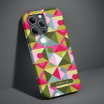 カラフルガーリーモダン名前をカスタムする Case-Mate iPhone 14ケース<br><div class="desc">カラフルトレンディーパタモダンーン名の電話iPhoneケースは頭が切れる、カラフルの幾何学的なパターンの色合いのピンク、緑、青の色合いを持ち、あなたの名前はスクリプトのタイポグラフィで表示されます。誕生日、クリスマス、母の日、妹、友人など最高のに最適。設計： © Evco Studio www.zazzle.com/store/evcostudio</div>