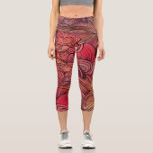 カラフルガーリーモダン抽象芸術 カプリレギンス (正面)