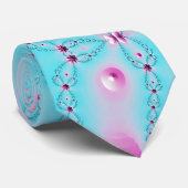 カラフルガーリー桃色と青色のフラクタル花 ネクタイ (ロール)
