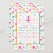 カラフルガーリー水玉模様誕生日会 招待状 (正面/裏面)